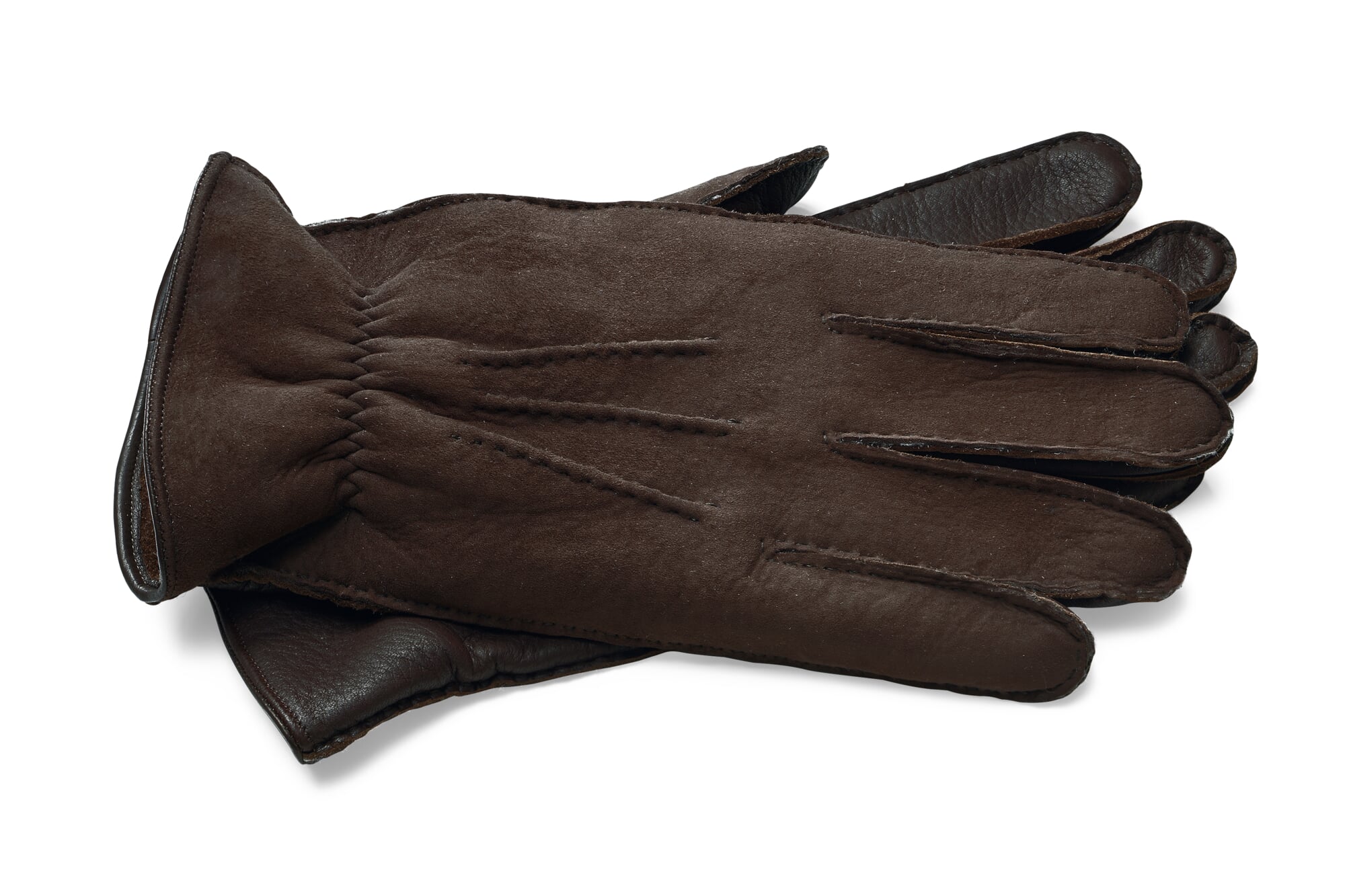 Herrenhandschuh Hirschleder mit Curleylammfell, Dunkelbraun | Manufactum