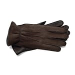 Men glove deerskin with curley lambskin Dark brown