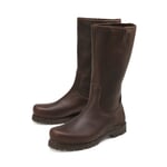 Bottes femme en cuir vachette avec fourrure d'agneau Marron foncé