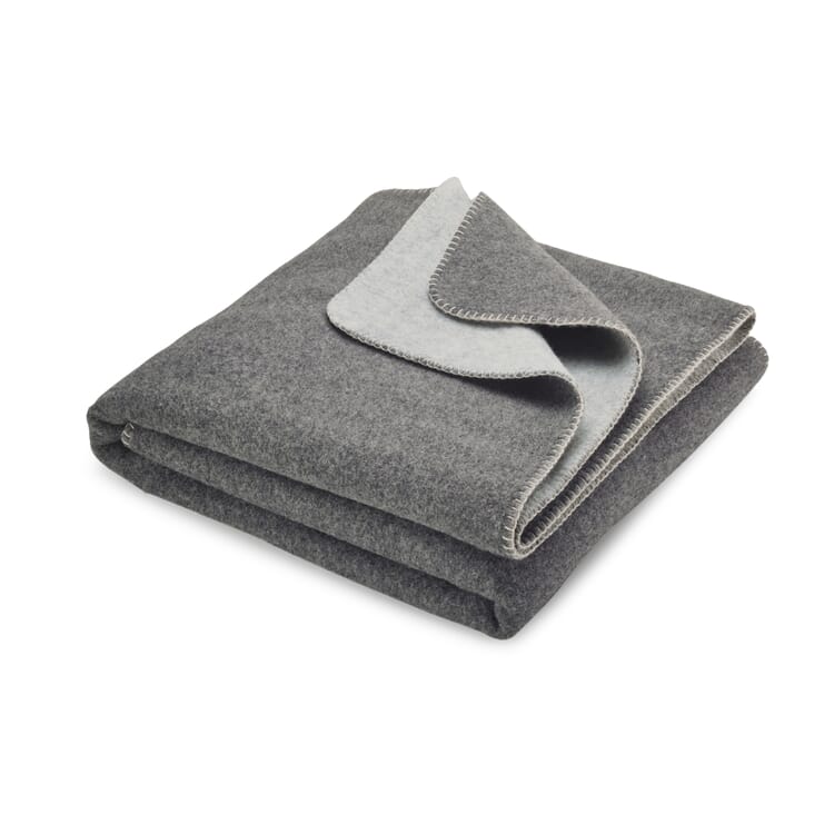Double-faced Pure Wool Blanket, Anthracite/Light Gray