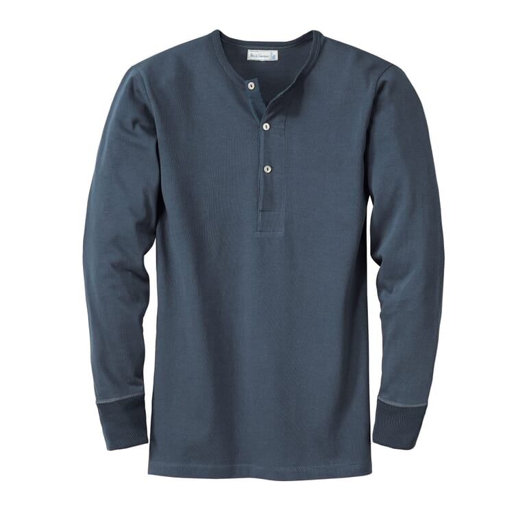 Heren-T-shirt van jersey met lange mouwen, Donkerblauw