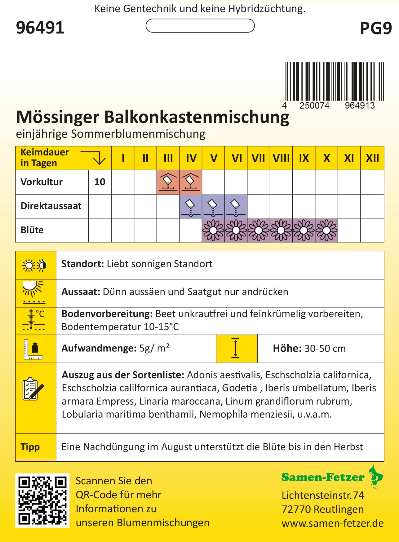 saatgut blumen kaufen Bio Saatgut Einjährige Blumen für Vögel main image 0