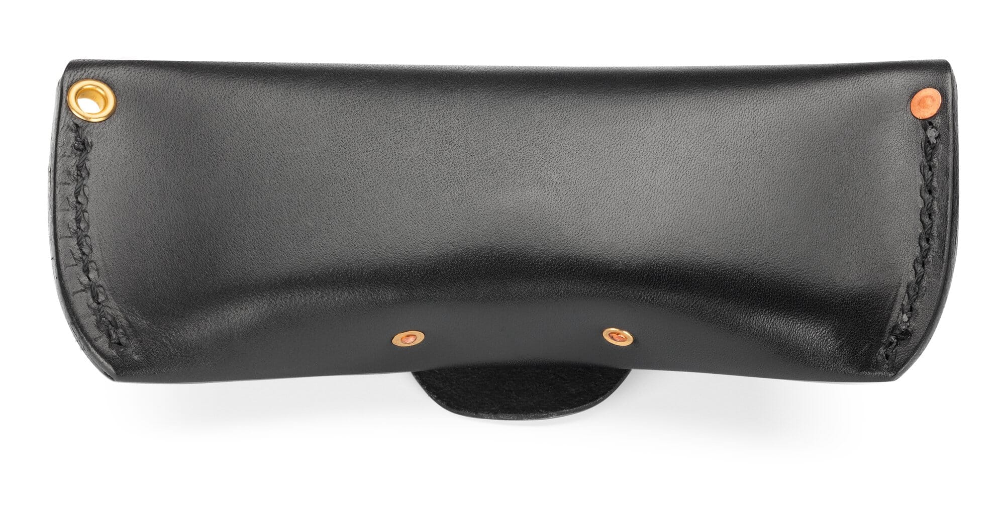 Étui à Lunettes En Cuir Véritable - Fermeture Bouton-pression Bleu