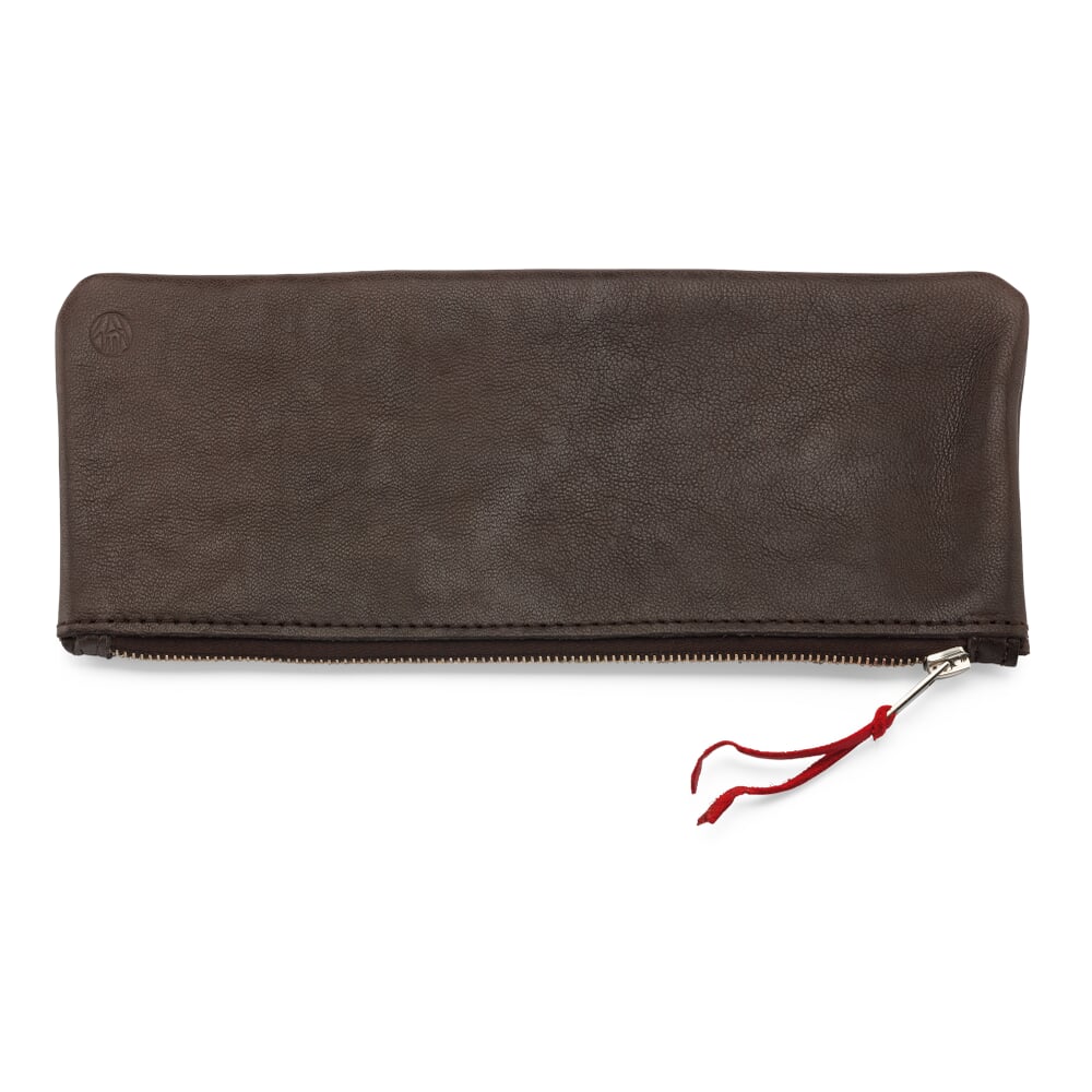 Leather Etui Supercourse, Small, Dark Brown/Red | Manufactum