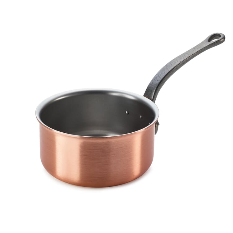 Zware cilindrische koperen sauteerpan, Inhoud 1,4 l