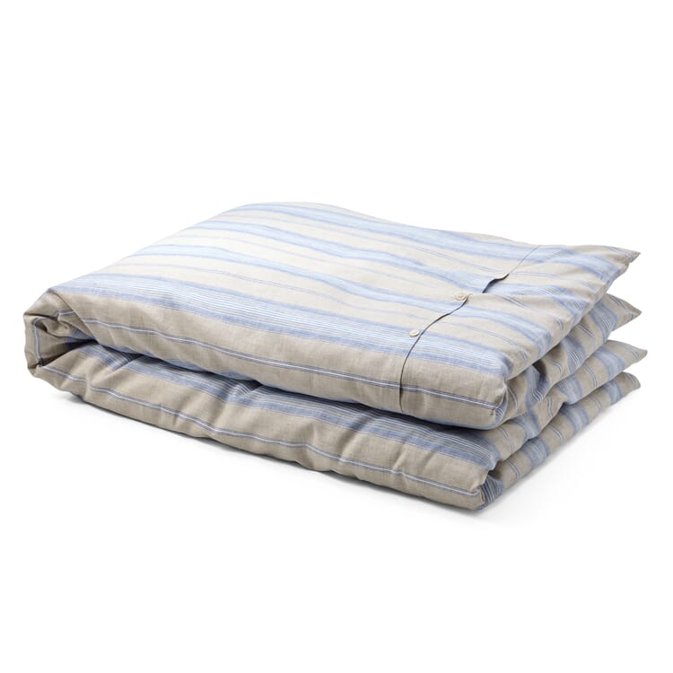 Copriletto in lino a righe, Righe blu