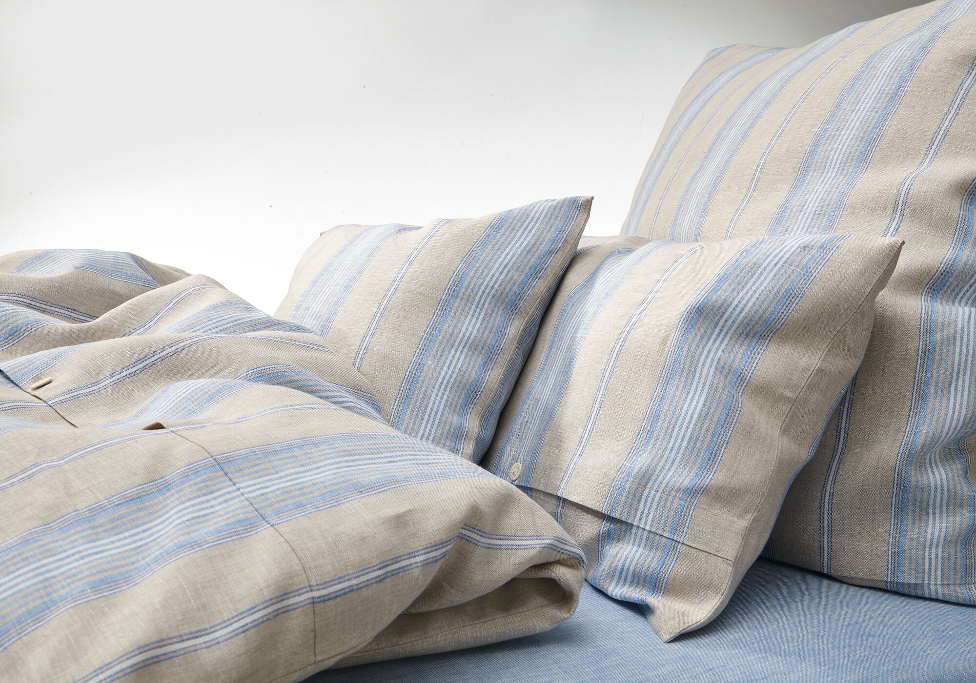 JACK Wendebettwäsche 135x200cm Punkte Lnen Strefen Grün Blau Weß