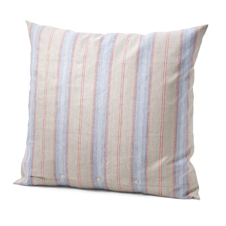 Fodera per cuscino in lino a righe, Righe rosse e blu