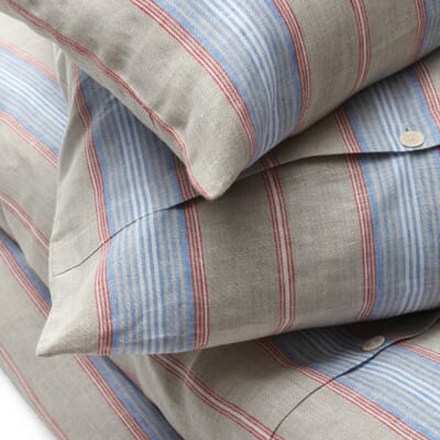 Pillowcase linen striped, Red blue stripe, 78 × 80 cm