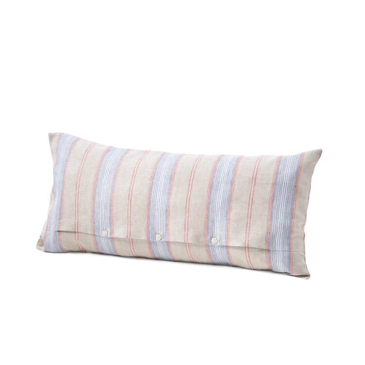 Fodera per cuscino in lino a righe, Righe rosse e blu