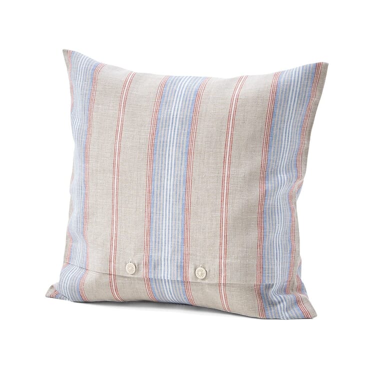 Fodera per cuscino in lino a righe, Righe rosse e blu
