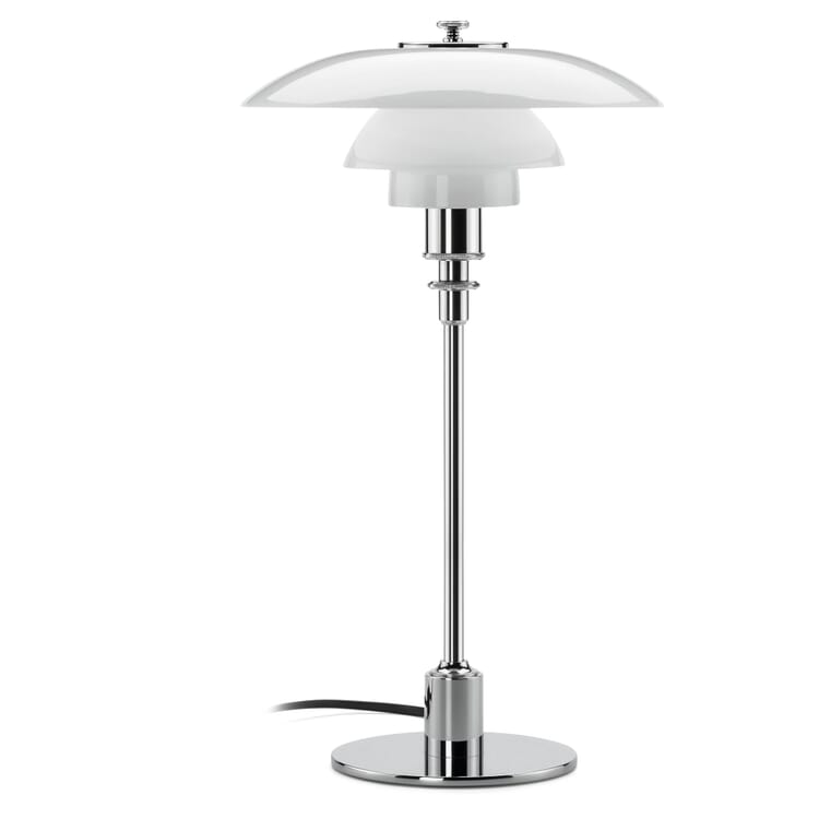 Louis Poulsen bordlampe i opalglas PH 2/1, Forkromet