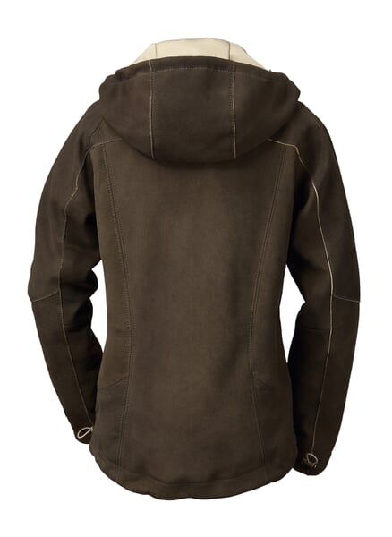 Women's Deer Leather Hooded Jacket Oliv