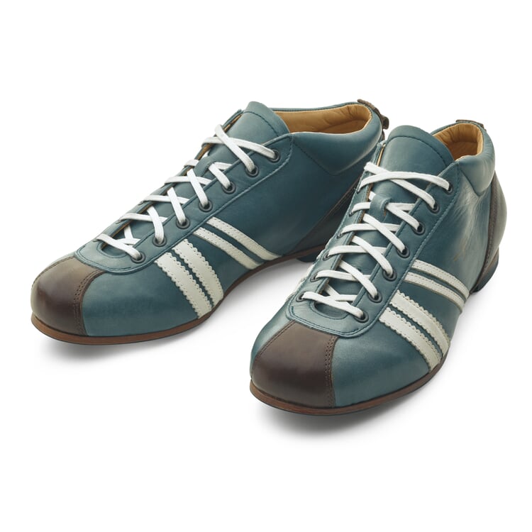 Zeha Leather Sport Shoe, Grey-Blue | Manufactum
