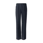 Damen-Bundfaltenhose Feinsatin Dunkelblau