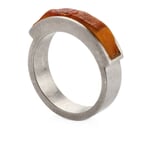Silver Ring Mounted with Amber Size 19