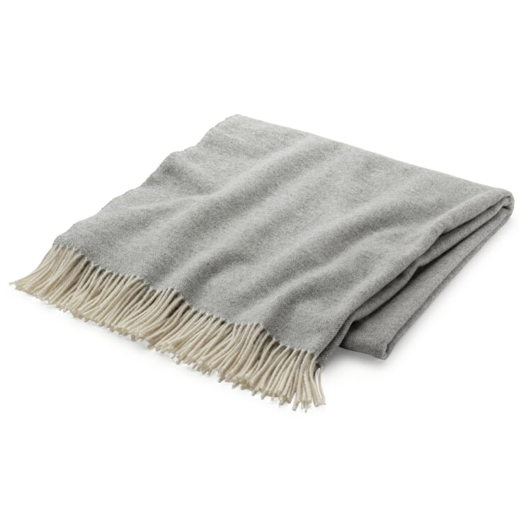 Couverture en laine d'agneau à chevrons, Gris clair
