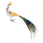 Lauscha glass peacock traditional Silver-Coloured