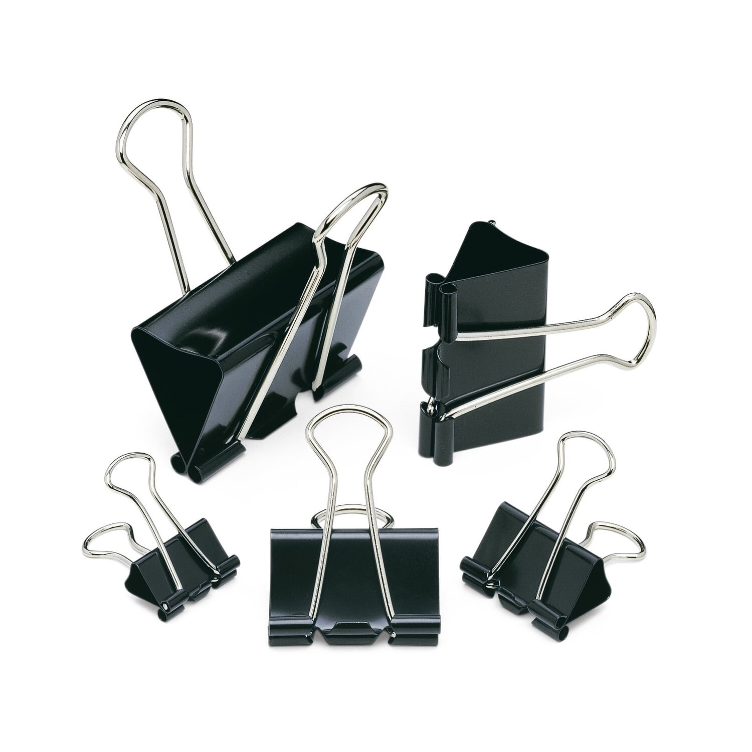Binder Clips - Foldback Clips 6 Sizes Paper Clips Stationary Clamp Clips  15mm 19mm 25mm 32mm 41mm 51mm(120pcs, Black)