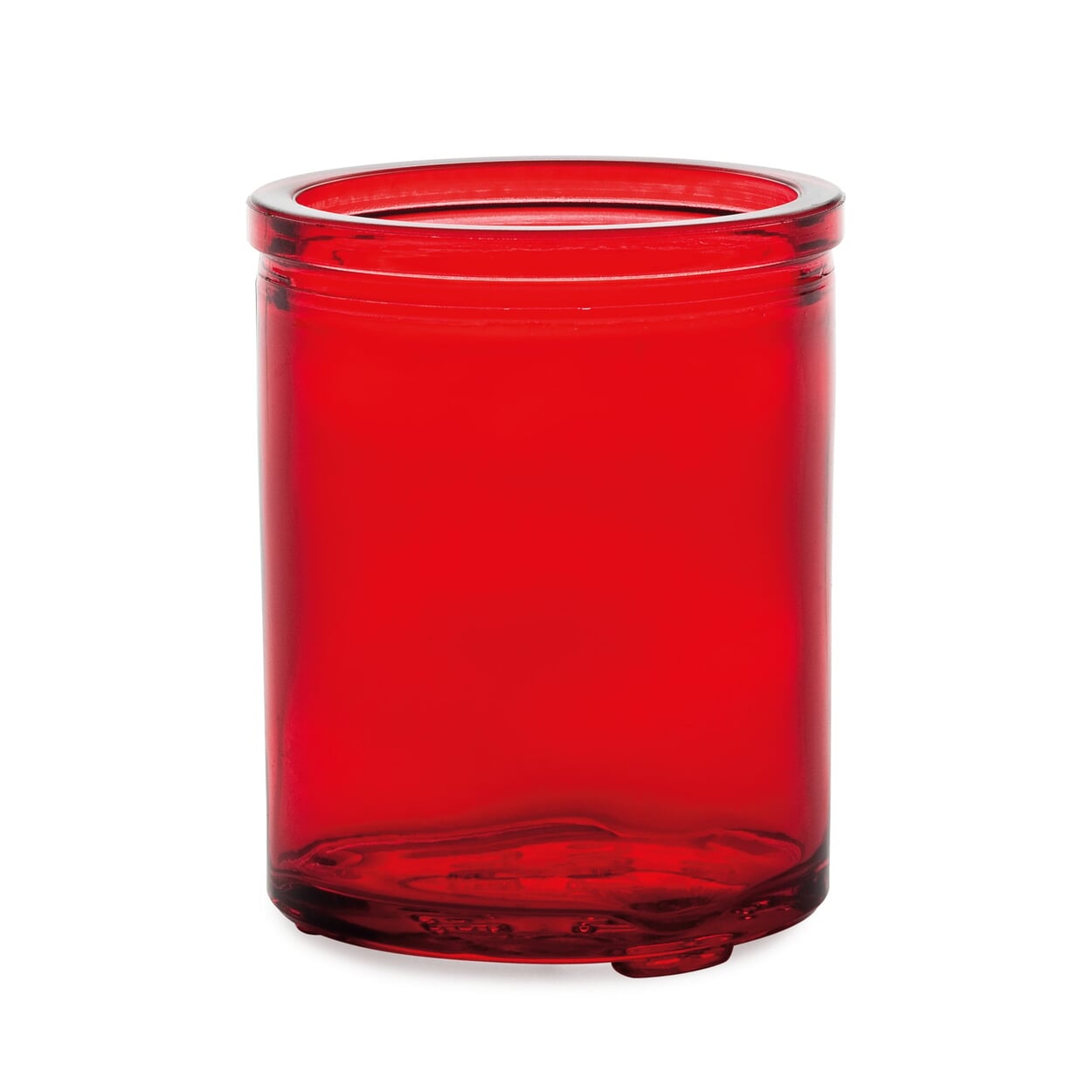 Tall glass tea light holder, red glass Manufactum