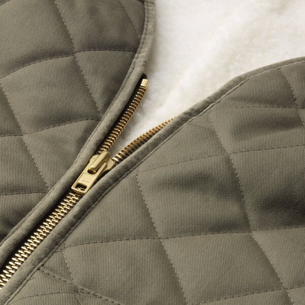 Werkgilet wollen voering Olive, close-up