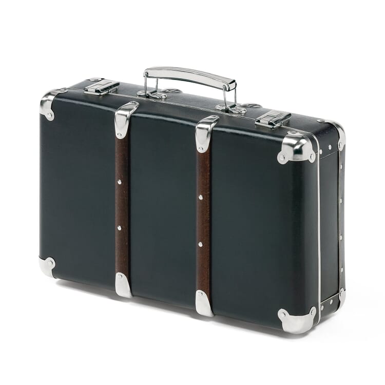 Custodia in cartone nero con modanature in legno, Nero
