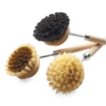 3 Cleaning Brushes With Wood Handles
