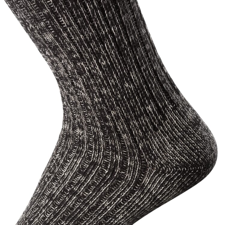 Longlife sock cotton and linen, Black and white melange