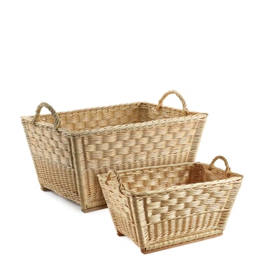 Honeycomb Weave Wicker Basket Large Manufactum