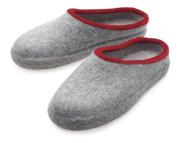 Filzpantoffel Damen Hellgraumelange