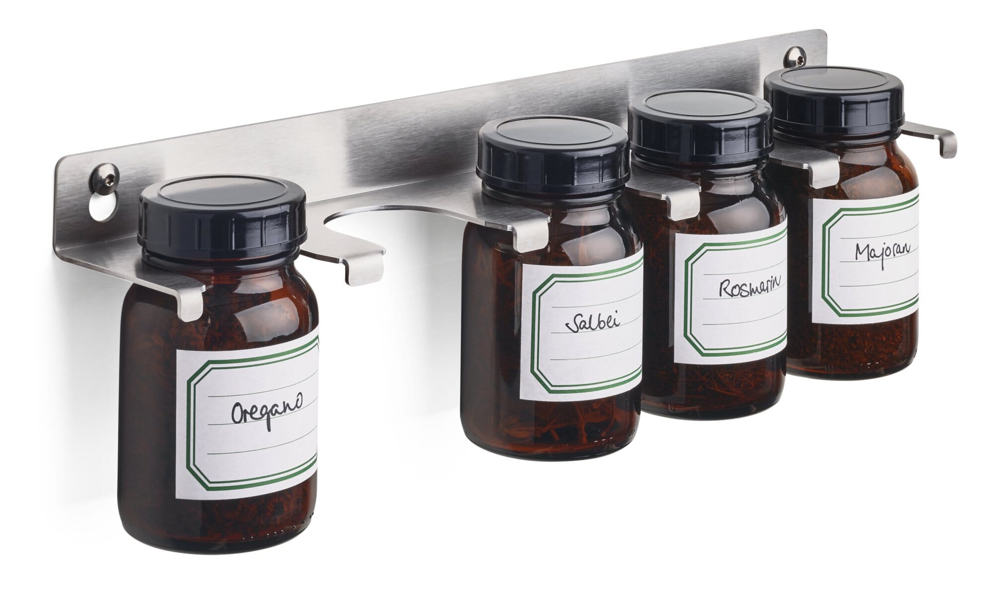 Spice rack wide neck jars stainless steel Manufactum