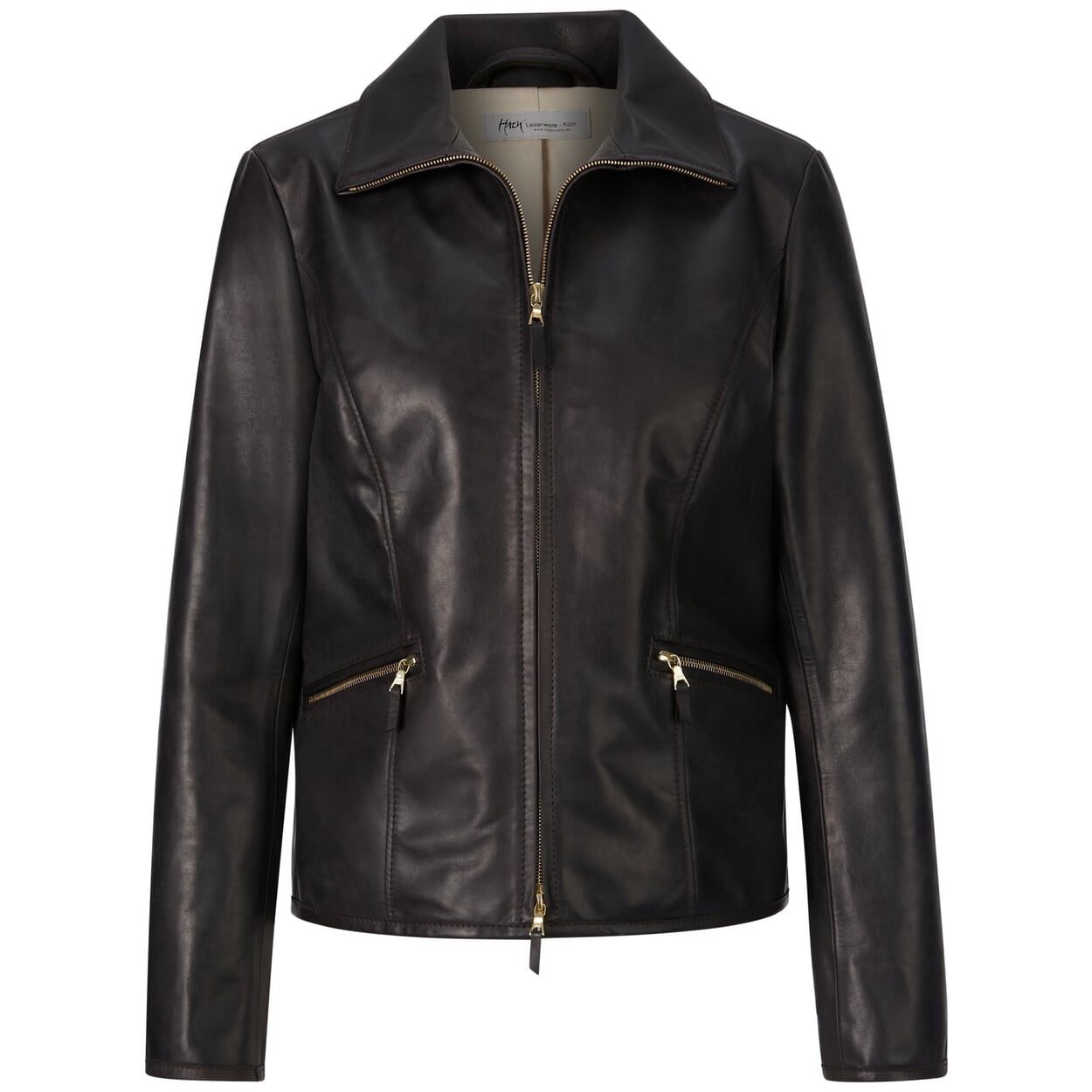 Ladies’ HorseHide Leather Roadster Jacket, Black/Brown Manufactum