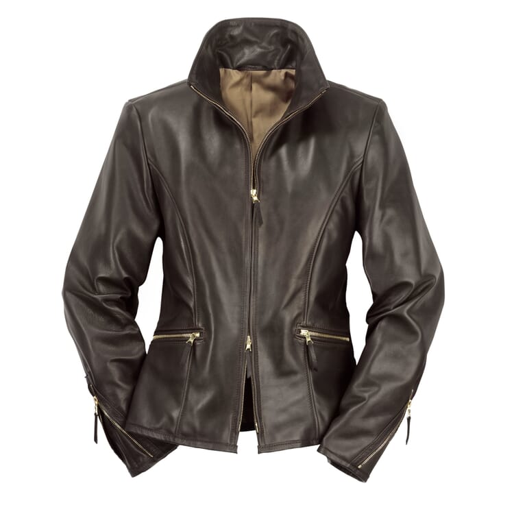 Ladies roadster jacket horse leather, Black/Brown