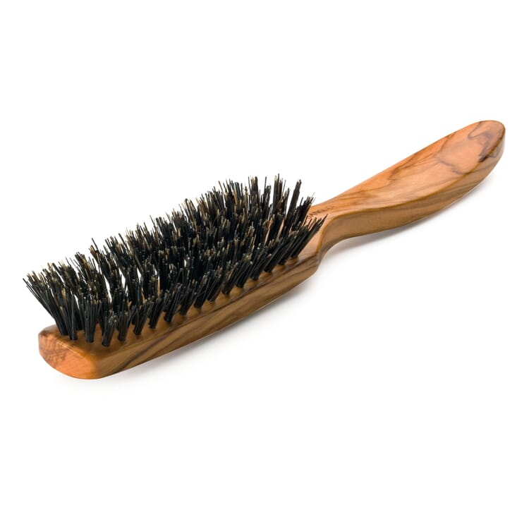 Flat Wild Pigs' Bristle Olive Wood Hair Brush