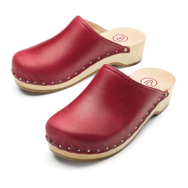 Holzschuh Nappa Rot