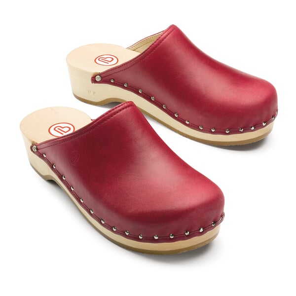 Holzschuh Nappa Rot