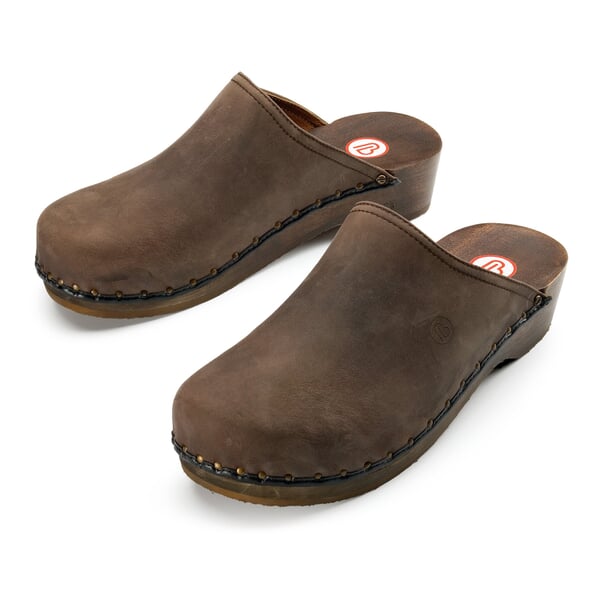 Wooden shoe nubuck Dark brown