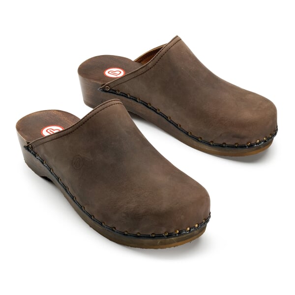 Holzschuh Nubuk Dunkelbraun