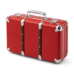 Red Cardboard Suitcase with Wooden Slats Width 40 cm