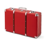 Red Cardboard Suitcase with Wooden Slats Width 55 cm