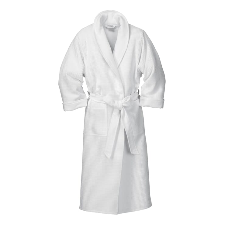 Ladies Honeycomb Piqué and Terry Dressing-gown, White