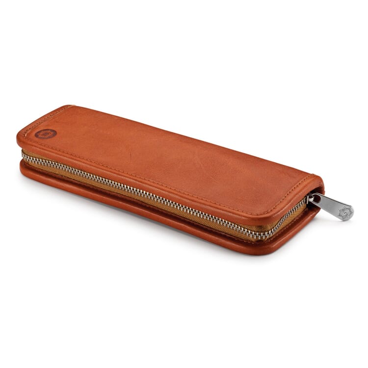 Red Leather Pen and Pencil Case, Natural