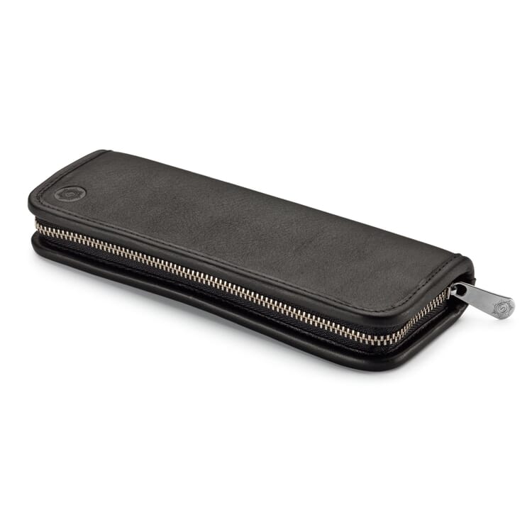 Red Leather Pen and Pencil Case, Black