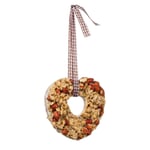 Heart-Shaped Bird Feeder with Oat Flakes and Peanuts