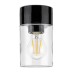 Wall and ceiling light cylinder Three Black/Clear