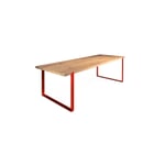 Tisch S 700 220 × 90 cm Eiche / Verkehrsrot RAL 3020
