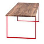 Tisch S 700 200 × 90 cm Nussbaum / Verkehrsrot RAL 3020