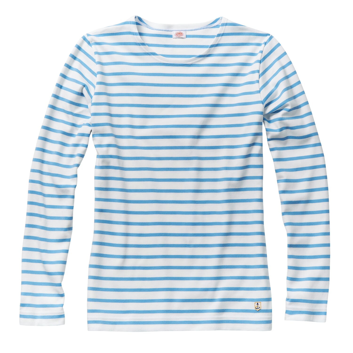 Ladies sailor shirt, White and Light Blue Manufactum