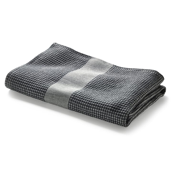 Towel waffle piqué half linen black, Shower towel