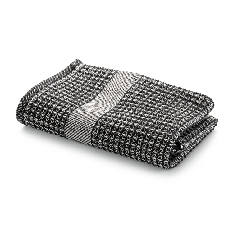 Guest Towel Waffle Piqué Half Linen, Black